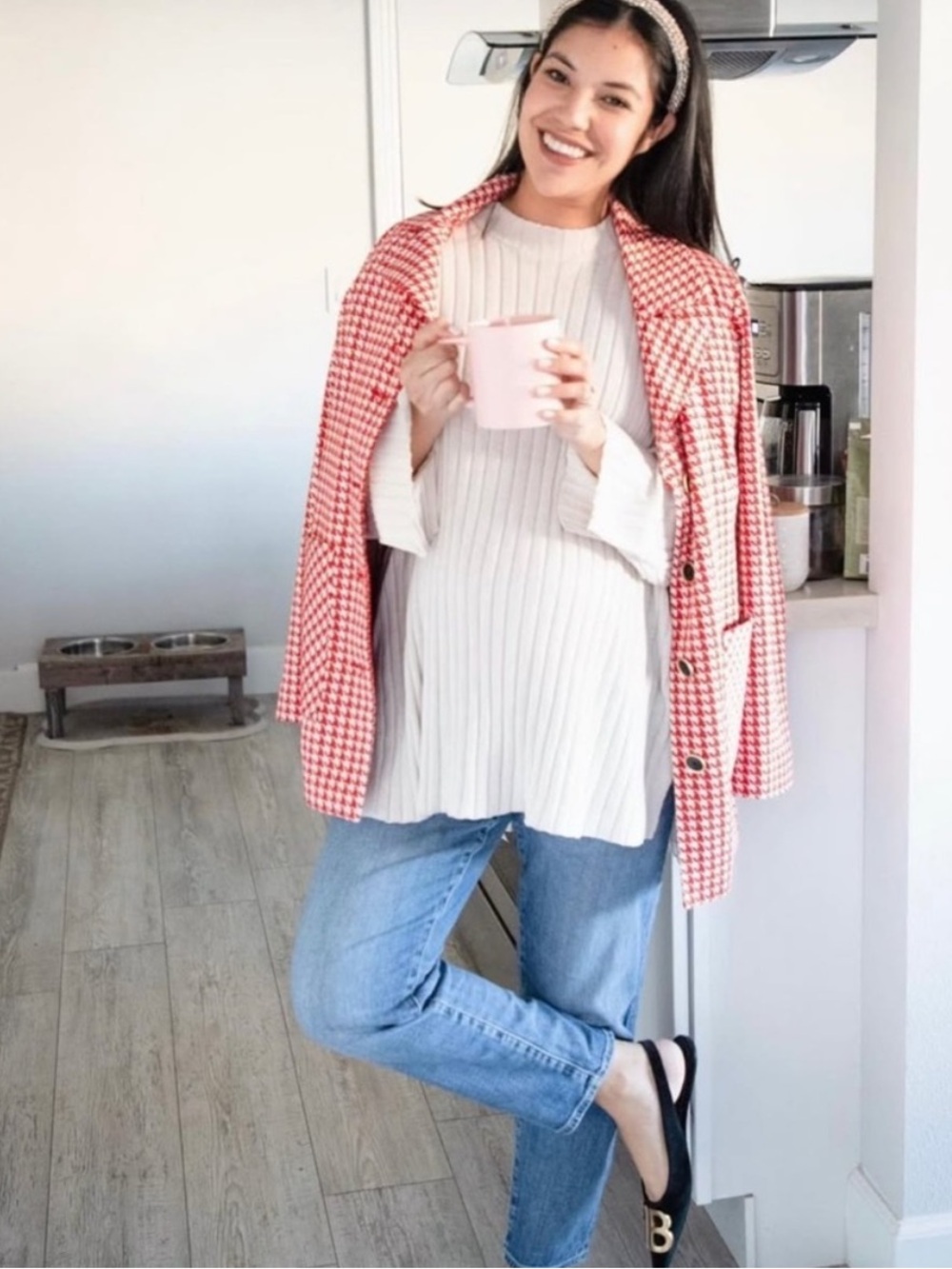 CABI STYLE# 4249 Red & White Houndstooth Jacket - Size L - NWOT! - Picture 7 of 11